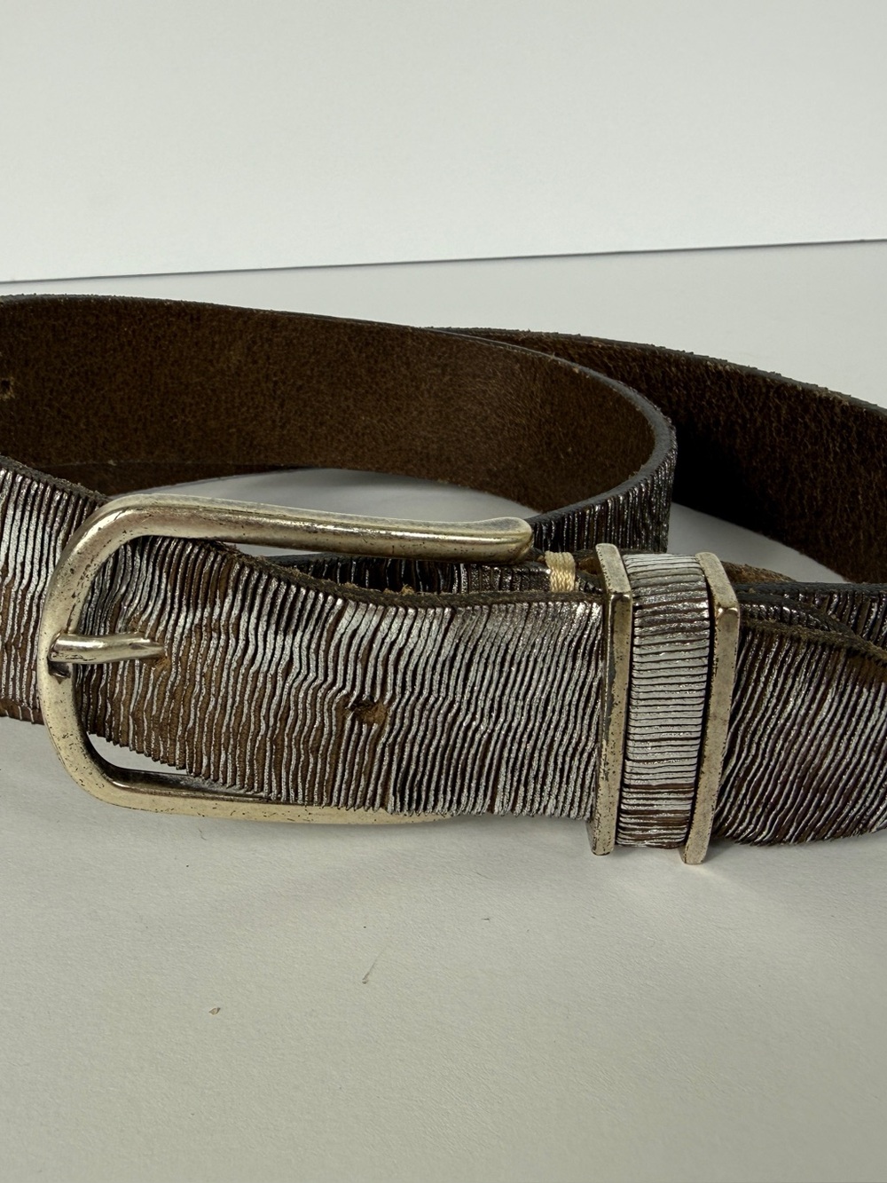B Belt Cuno Silver Brown Leather Belt Made In Germany